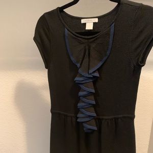 Design History Black Sweater fall Dress Ruffled Collar small